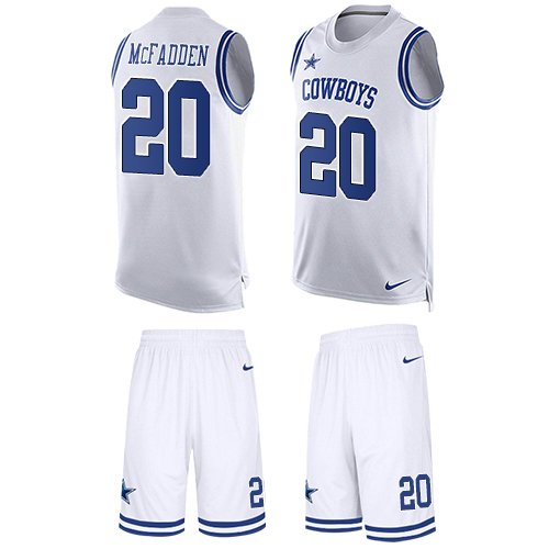 Men's Limited Darren McFadden Nike Jersey White - #20 Tank Top Suit NFL Dallas Cowboys